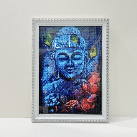 Khung Tranh Đính Đá Đức Phật Màu Xanh 328B