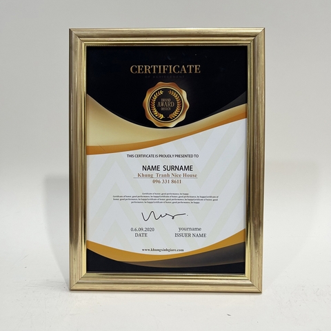 Khung Bằng Khen Gỗ 705V Vàng Sọc