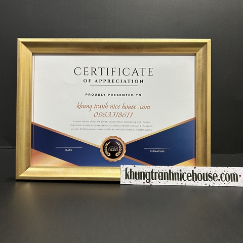 Khung bằng khen màu vàng sang trọng CV-V