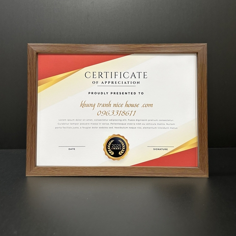 Khung Bằng Khen Màu Gỗ Đậm F1GD