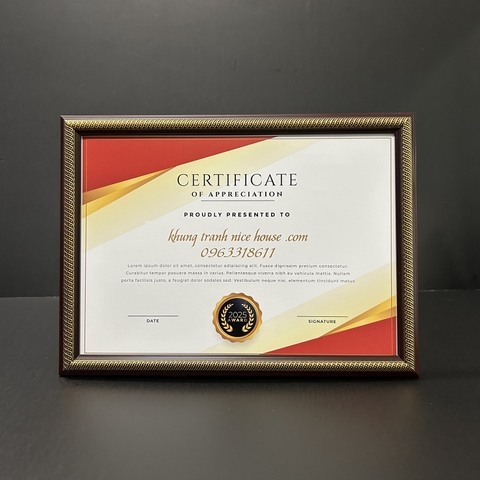 Khung Bằng Khen Màu Nâu Hoa Văn Đơn Giản F1HVN