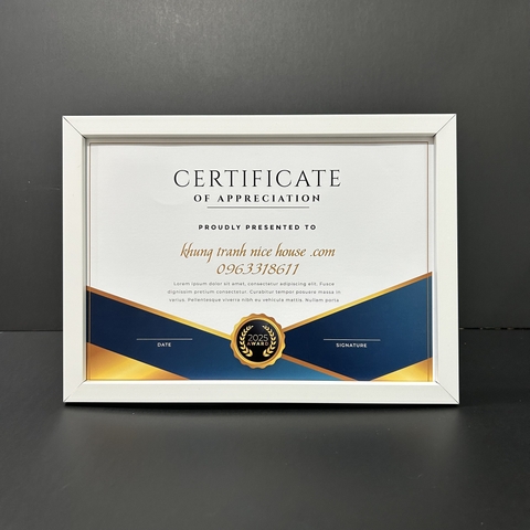 Khung Bằng Khen Màu Trắng Trơn Đơn Giản F1T