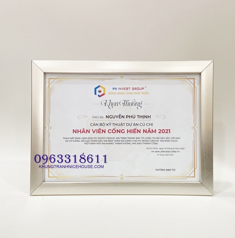 Khung Bằng Khen Màu Bạc Sang Trọng F2B