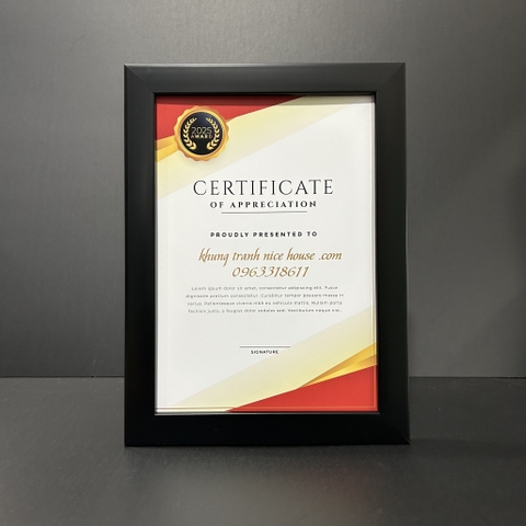 Khung Bằng Khen Màu Đen Đơn Giản F3D