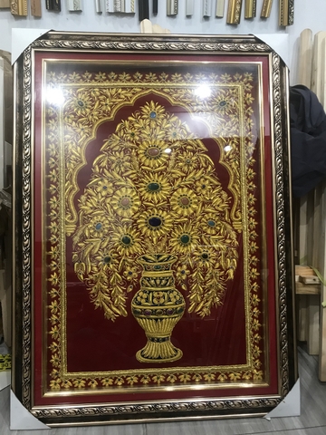 Khung Tranh Du Bai Vàng Đồng Bộ Đôi Khung Gỗ 