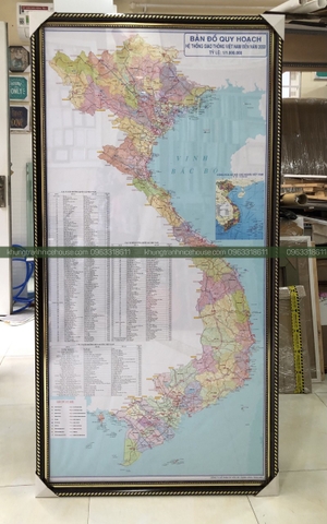 Khung bản đồ viền gỗ 178Nâu