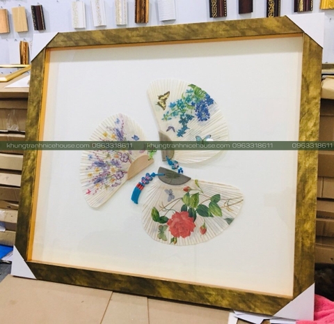 Khung Hộp Trang Trí Quạt Giấy 5011 Vàng Xước