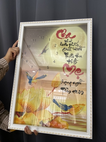 Khung Tranh Đính Đá Đồng Hồ Cha Mẹ 518TV