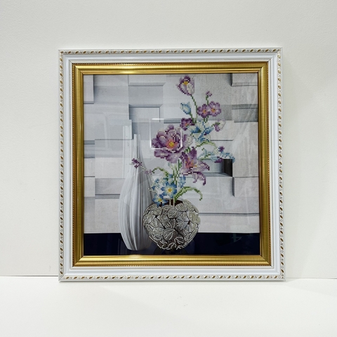 Khung Tranh Đính Đá Bình Hoa 518TV+326V