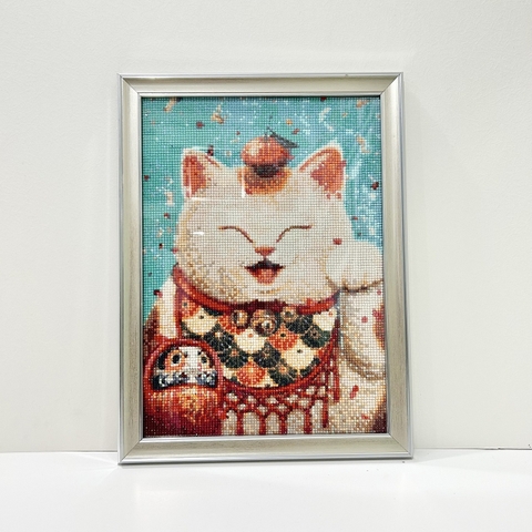 Khung Tranh Đính Đá Mèo Thần Tài 205S