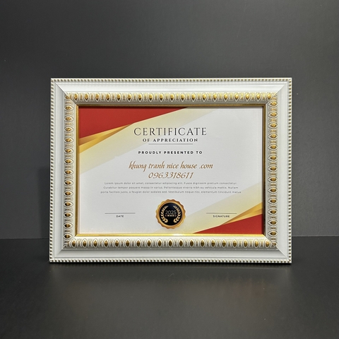 Khung Bằng Khen Trắng Vàng Đẹp MN