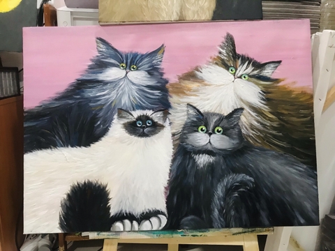 Tranh Sơn Dầu Những Chú Mèo Dễ Thương