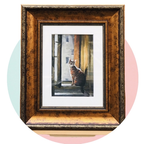 Tranh Vẽ Màu Bột Chú Mèo Xinh Xắn