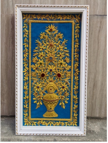 Khung Tranh Du Bai Trắng Vàng Đẹp