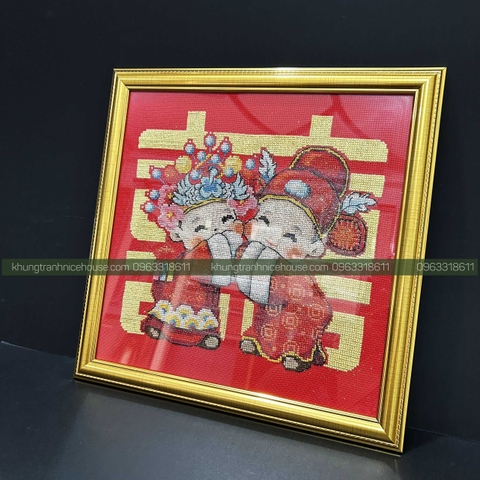 Khung tranh Thêu Phu Thê Xinh Xắn 326V