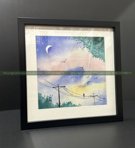 Khung Tranh Màu Nước F1D Bo Trắng