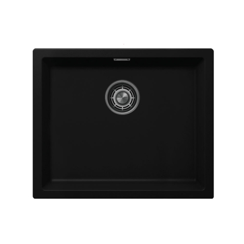 Nivito CU-500-GR-BL BLACK KITCHEN SINK BRUSHED STEEL DRAIN, OVERFLOW COVER & WASTE BASKET INCLUDED