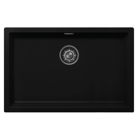 Nivito CU-700-GR-BL BLACK KITCHEN SINK BRUSHED STEEL DRAIN, OVERFLOW COVER & WASTE BASKET INCLUDED