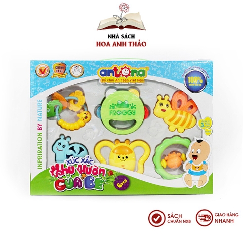 Đồ chơi hộp 6 xúc xắc Antona lục lạc hình động vật ngộ nghĩnh cho bé từ 3 tháng tuổi