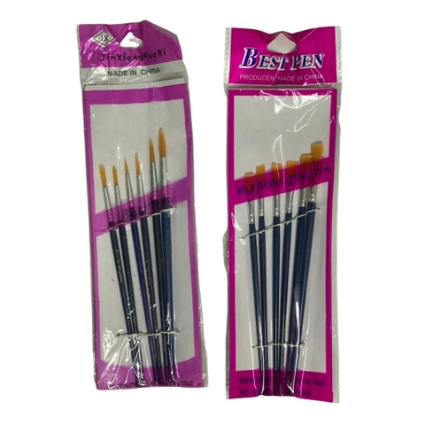 Cọ Vẽ Màu Nước, Cọ vẽ Mỹ Thuật - Combo 6 chiếc