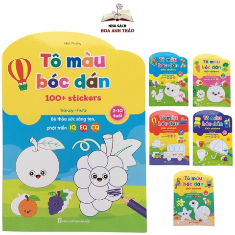 Sách - Bộ Tô Màu Bóc Dán 100+ Stickers (Song Ngữ Anh – Việt), bộ 6 quyển
