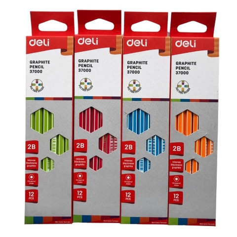 Bút chì gỗ 2B Deli có đầu tẩy