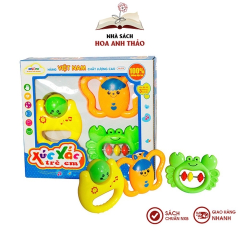 Đồ chơi Hộp 3 chiếc xúc xắc Antona lục lạc hình động vật dễ thương cho bé từ 3 tháng tuổi