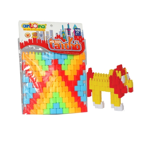 Đồ chơi Antona lắp ghép xếp hình tai thỏ 105 chi tiết dạng túi