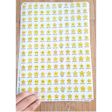 Sticker Khen Thưởng Học Sinh Combo 10 Tờ A4 Tiếng Việt - Tiếng Anh