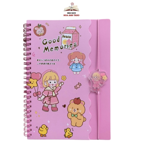 Sổ lò xo Good Memories , sổ tay ghi chép khổ A5 dòng kẻ ngang, chọn màu sắc