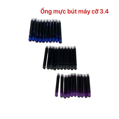 Ống Mực Bút Máy, Ống Mực Thay Thế Cỡ 3.4 mm - Combo 10 ống