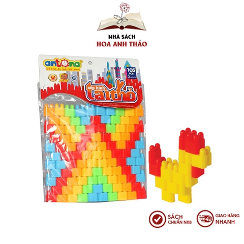 Đồ chơi Antona lắp ghép xếp hình tai thỏ 105 chi tiết dạng túi