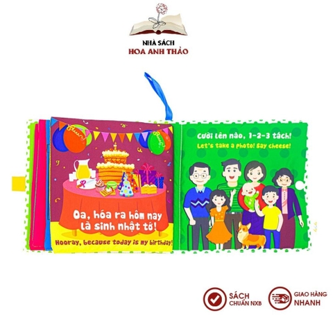 Sách vải Lalala baby, song ngữ đa tương tác Nhà tớ có những ai?