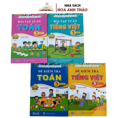 Combo 4 quyển  Bài Tập Tuần Và Đề Kiểm Tra Toán - Tiếng Việt Lớp 3 Cánh Diều Học Kì 2