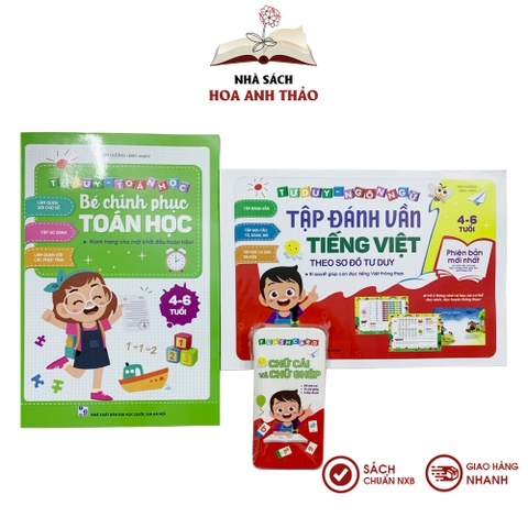 Tập đánh vần tiếng việt và bé chinh phục toán học kèm flashcard chữ cái