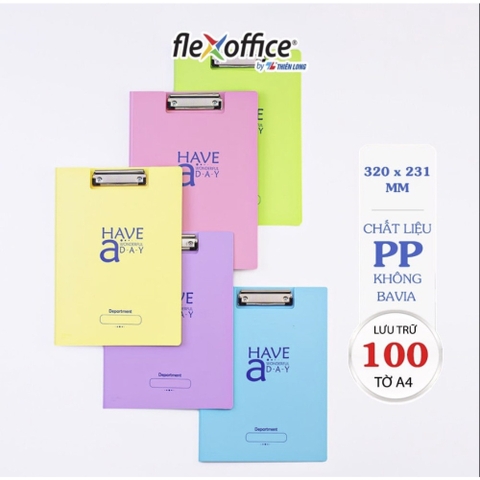 Bìa Trình Ký Kép Màu Pastel Nhựa PP Thiên Long Flexoffice FO-CB03