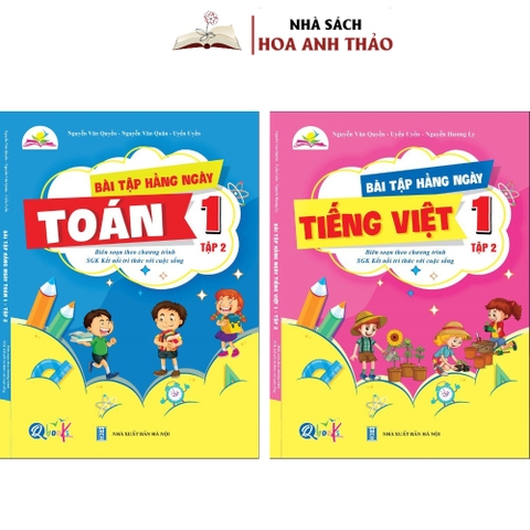 Combo 2 quyển Bài Tập Hàng Ngày Toán Và Tiếng Việt Lớp 1 Bộ Kết Nối Tri Thức Với Cuộc Sống Tập 2
