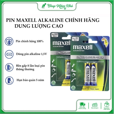 Pin AA , Pin AAA Maxell Alkaline 1.5V Vỉ 2 Viên Chính Hãng