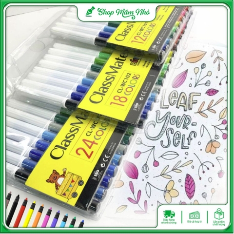 Bút Dạ Màu CLASSMATE Chất Liệu Cao Cấp, Màu Sắc Tươi Sáng, Rõ Nét, Không Phai, Túi 12/18/24 Chiếc CL-WC101/WC102/WC103