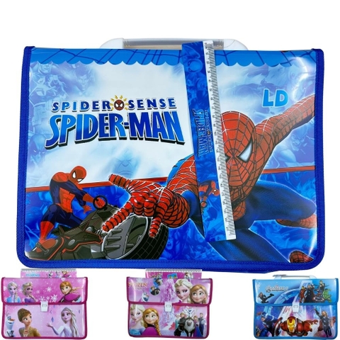 Cặp nhựa học thêm 2 ngăn cho bé trai và bé trai ( Tặng Kèm Thước )