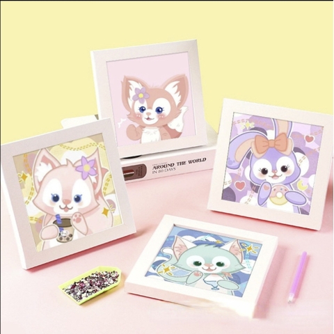 Tranh Đính Đá Thủ Công 5D DIY Hình Dễ Thương Có Kèm Khung Đỡ