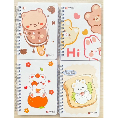 Sổ lò xo kẻ ngang 200 trang A6 Bìa Hoạt Hình Dễ Thương