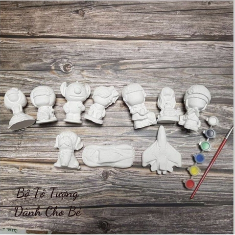 Bộ Tô Tượng Thạch Cao 10 Hình Kèm Màu Và Bút Vẽ