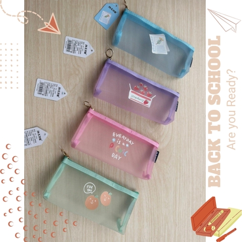 Túi Đựng Bút Dạng Lưới Trong Suốt Có Khoá kéo