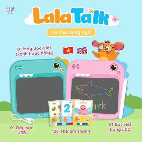 Máy đọc viết Lalatalk máy đọc thẻ song ngữ kết hợp bảng viết tự xóa thông minh Lalala baby