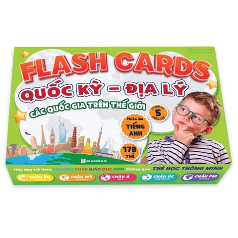 Bộ Thẻ Học Quốc kỳ Các nước Song ngữ (178 nước - 5 Châu lục)
