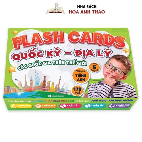 Bộ Thẻ Học Quốc kỳ Các nước Song ngữ (178 nước - 5 Châu lục)