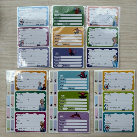 Tập Nhãn Vở  12 Nhãn Kèm Bảng Tên