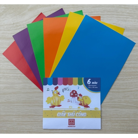 Giấy Thủ Công Hồng Hà Nhiều Màu Có Decal Dính Và Không Dính