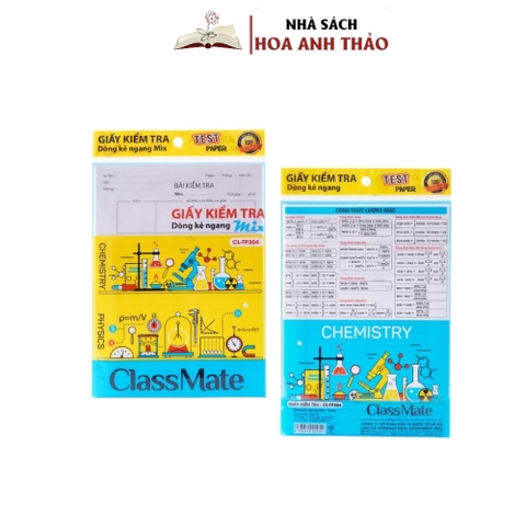 Giấy kiểm tra dòng kẻ ngang Mix Classmate CL-TP304Giấy kiểm tra dòng kẻ ngang Mix Classmate CL-TP304 in hình thí nghiệm, dòng kẻ rõ ràng, bề mặt giấy láng mịn